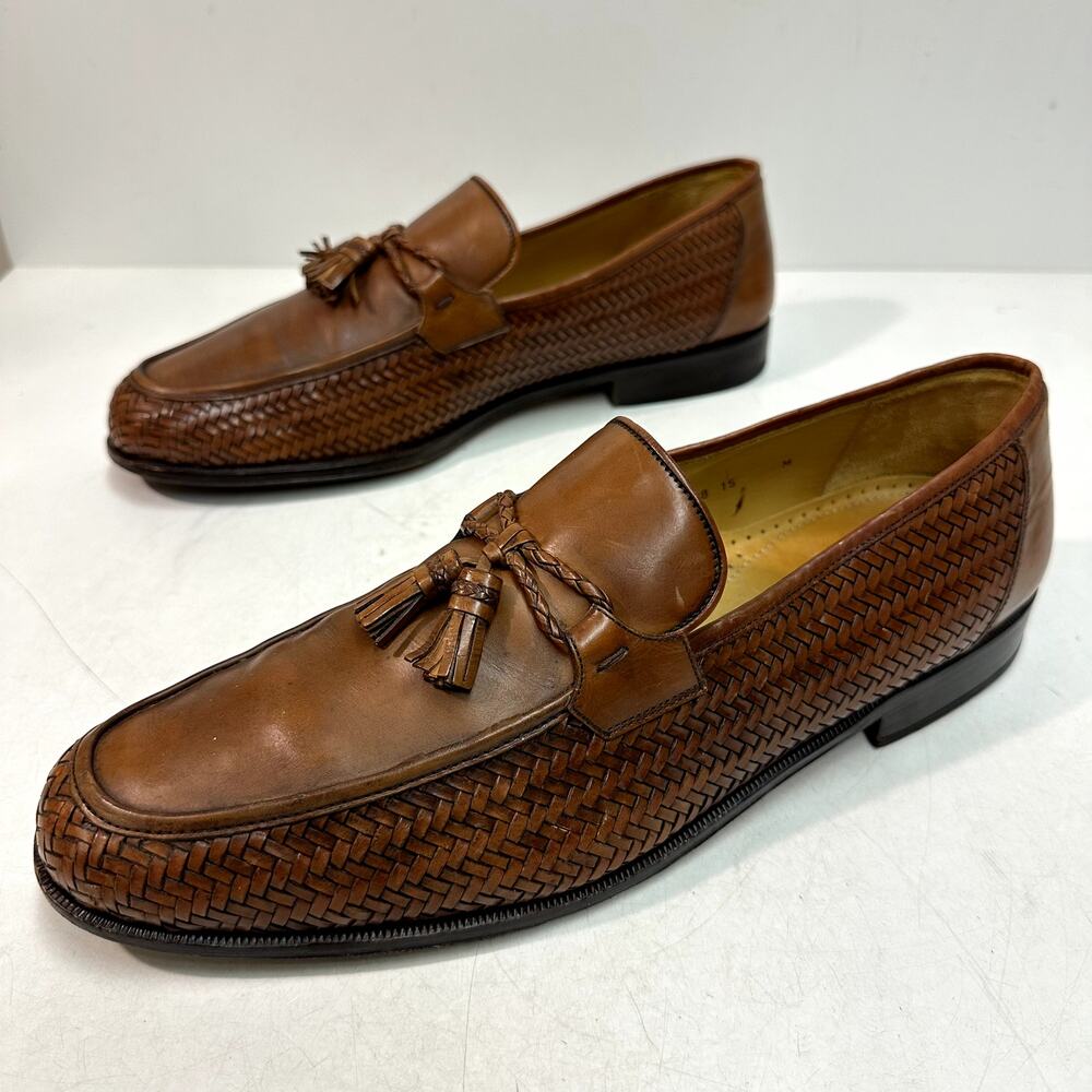 VERY GOOD Magnanni Braided Tassel Loafer Brown Leather Made in Morocco 11808 15 - Picture 5 of 14